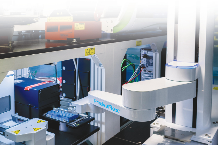 Brooks PreciseFlex robot in laboratory for advanced automation