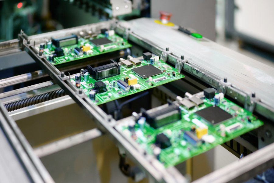 PCBs on conveyor electronics handling