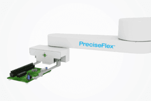 Brooks PreciseFlex Robot holding PCB Board