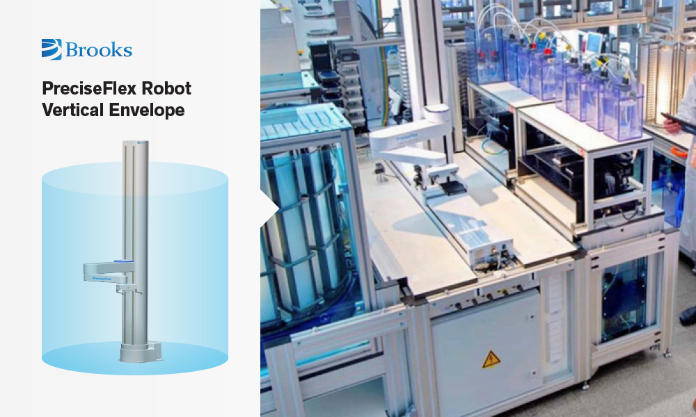 PreciseFlex robot integrated into workflow - vertical work envelope