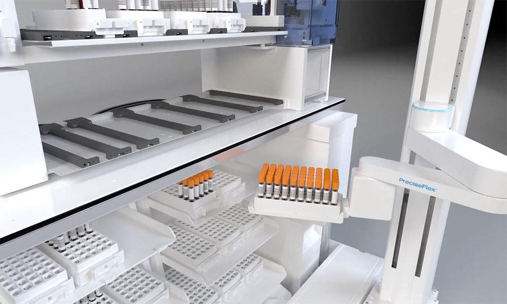 PreciseFlex robot integrated with PathFinder Flex mobile automation solution